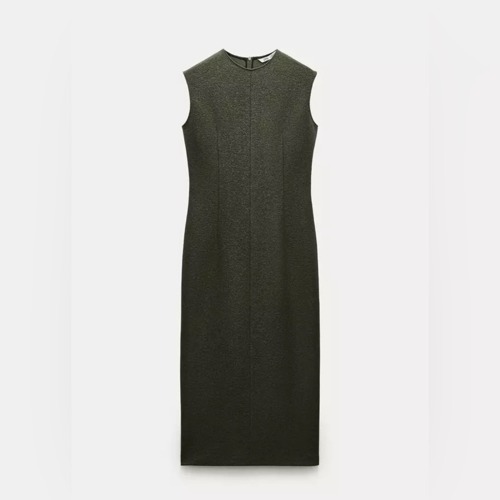 Zara 100% Wool Midi Dress ZW Collection Size L